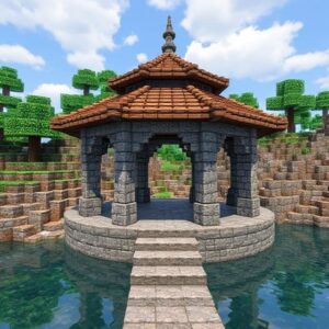 Stone waterfront pavilion